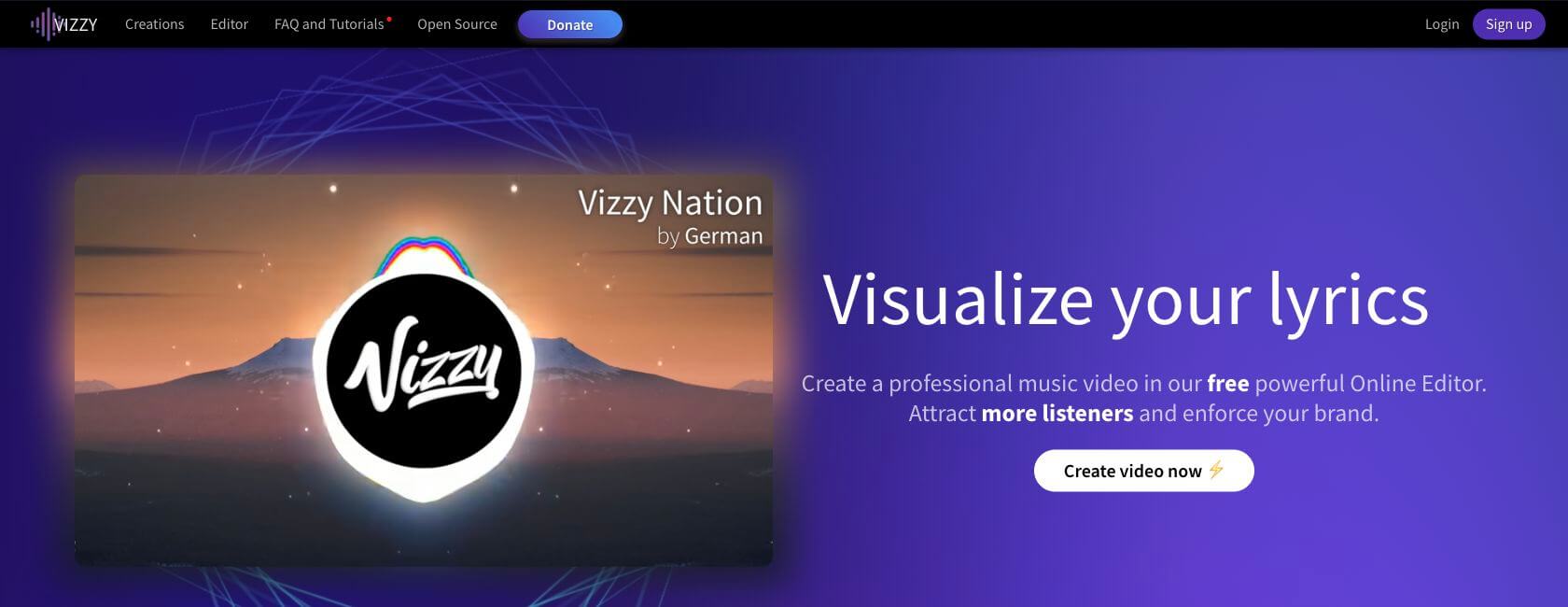Vizzy free browser music visualizer editor