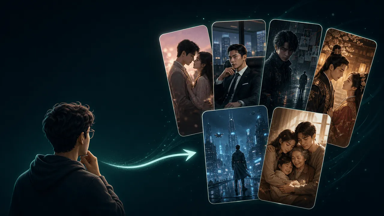 Creator comparing AI drama generator options and vertical short drama covers
