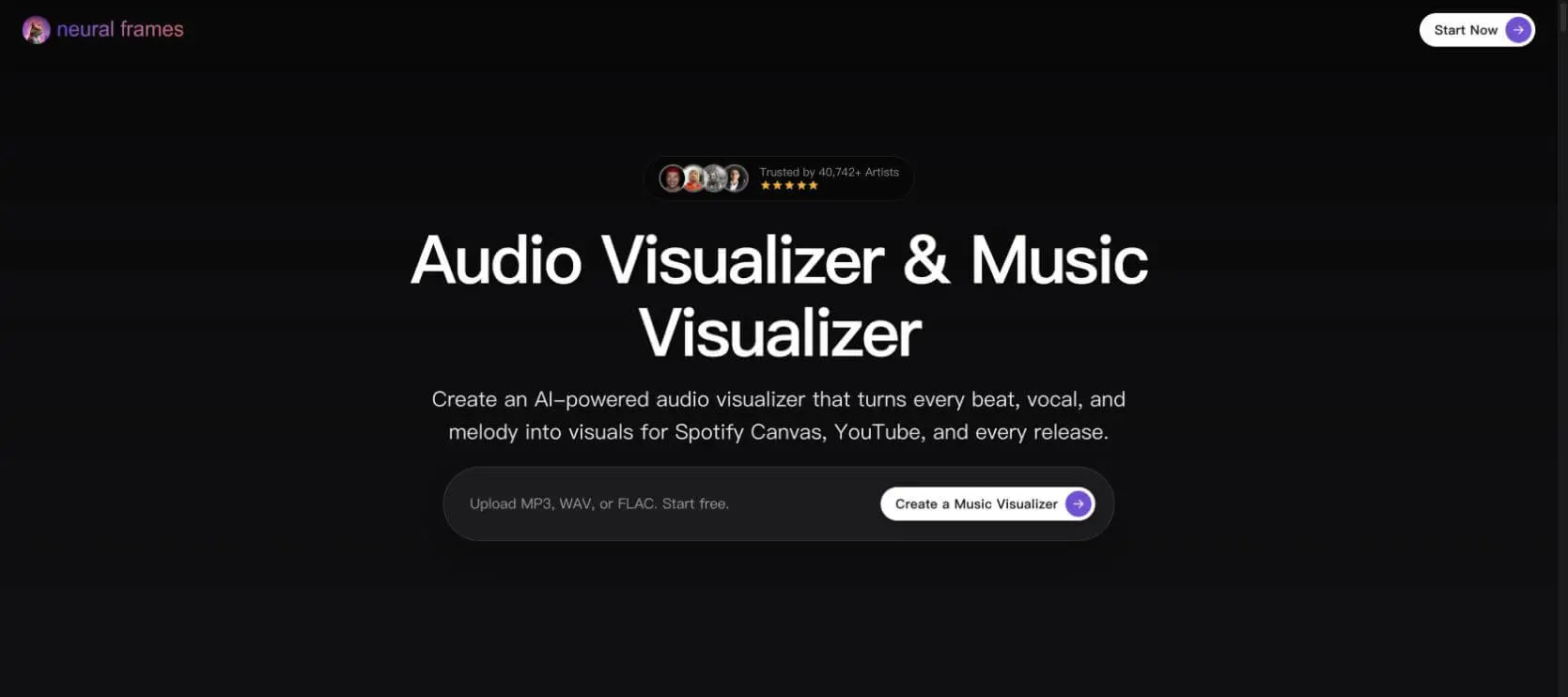 Neural Frames 音訊視覺化頁面，可製作音訊反應 AI 視覺