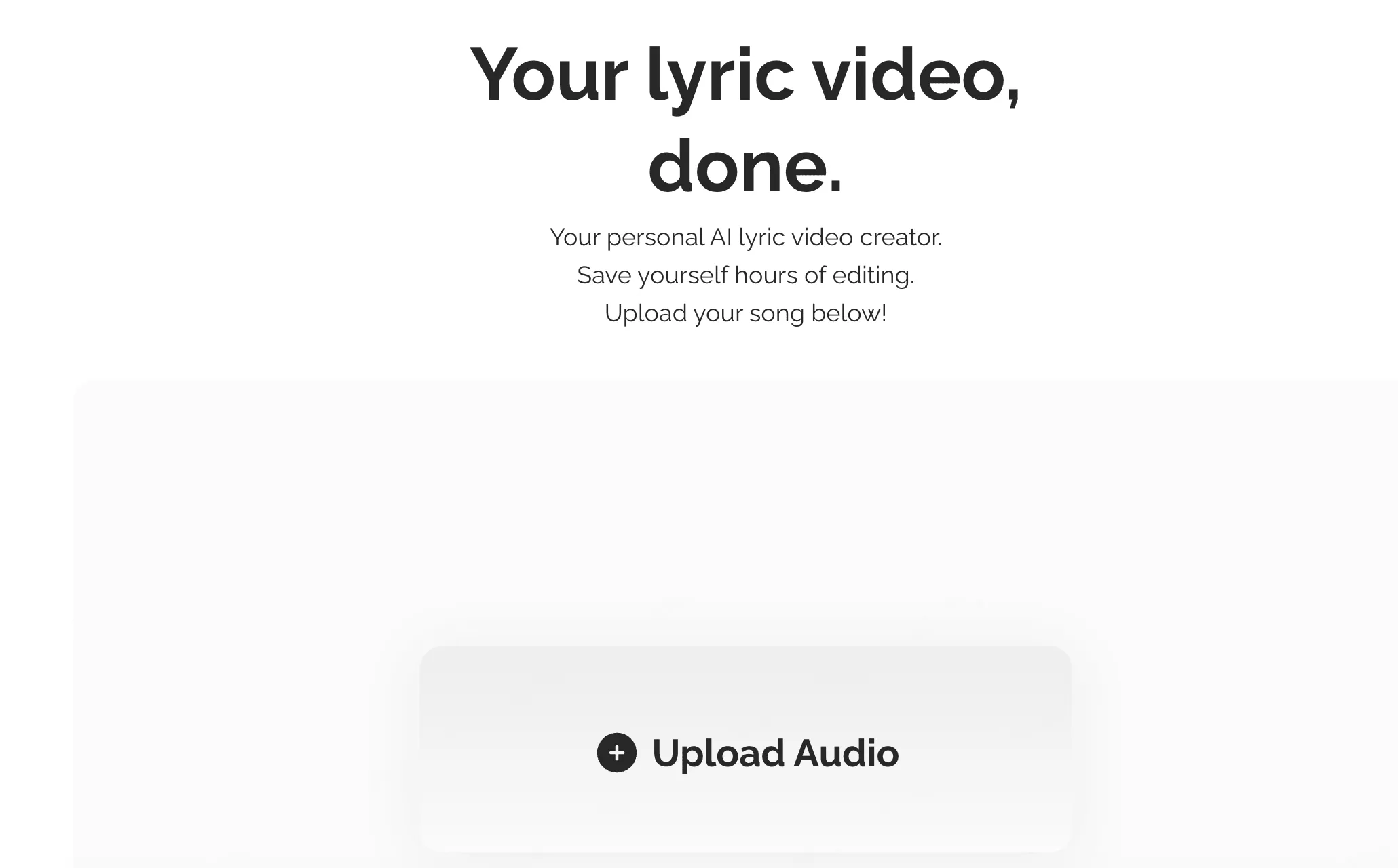 Capify lyric video editor showing timed lyrics and caption controls