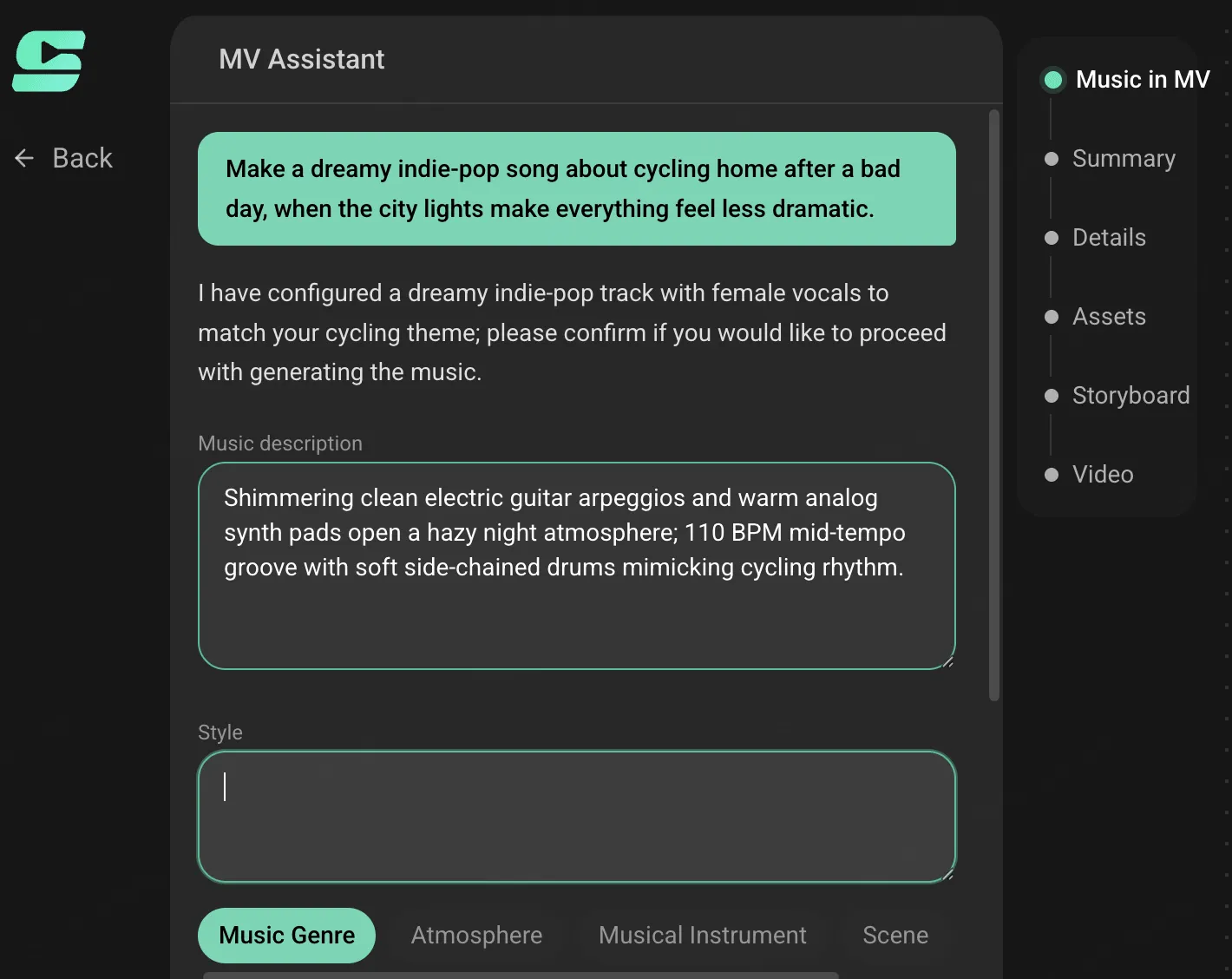 자연어 음악 아이디어를 생성 브리프로 바꾸는 SoulVid MV Assistant