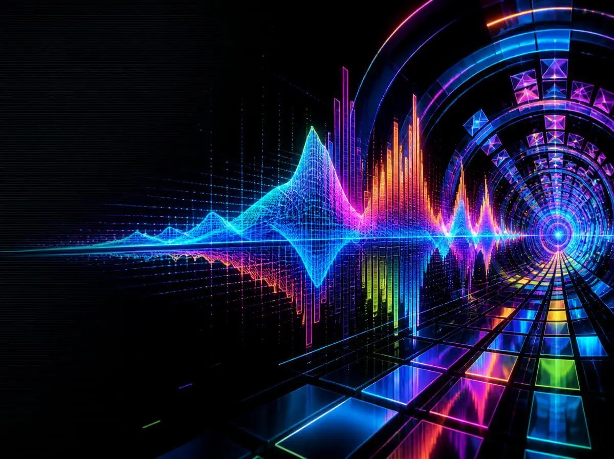 Colorful retro music visualizer artwork for artists and music creators