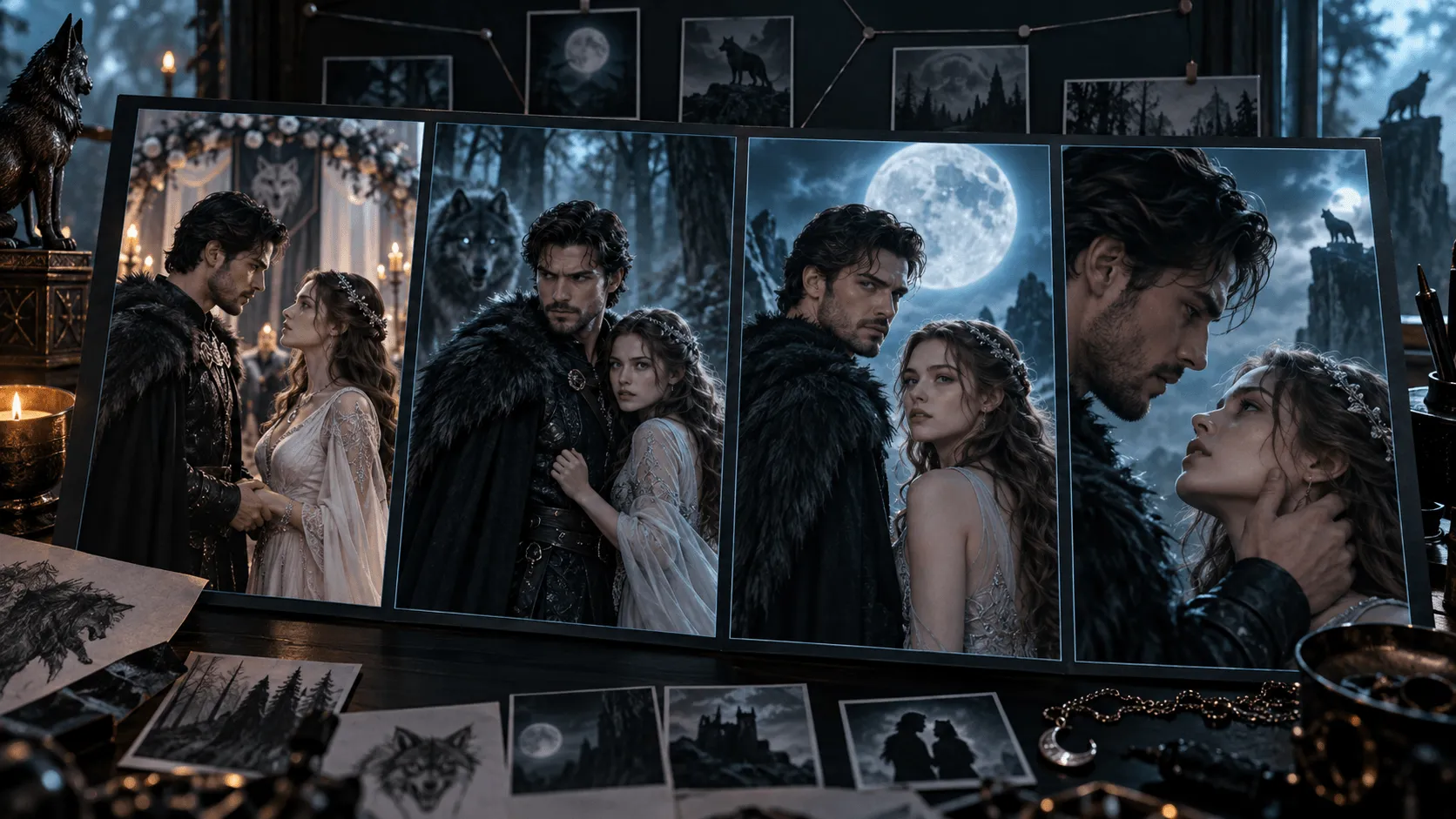 Consistent Alpha and Luna character references across werewolf drama scenes